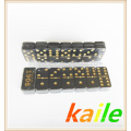 Double 6 Goldfarbe schwarz Domino Set mit Holzkiste